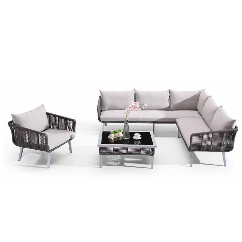 L Shaped Sectional Outdoor Rattan Couch Set